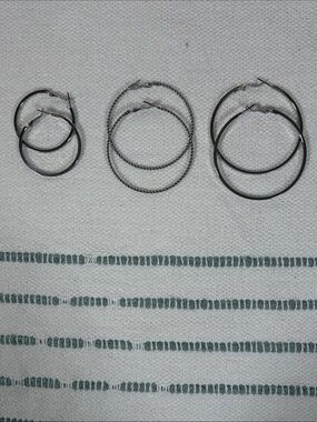 Classic Silver Hoop Earring Set - Women Accessories